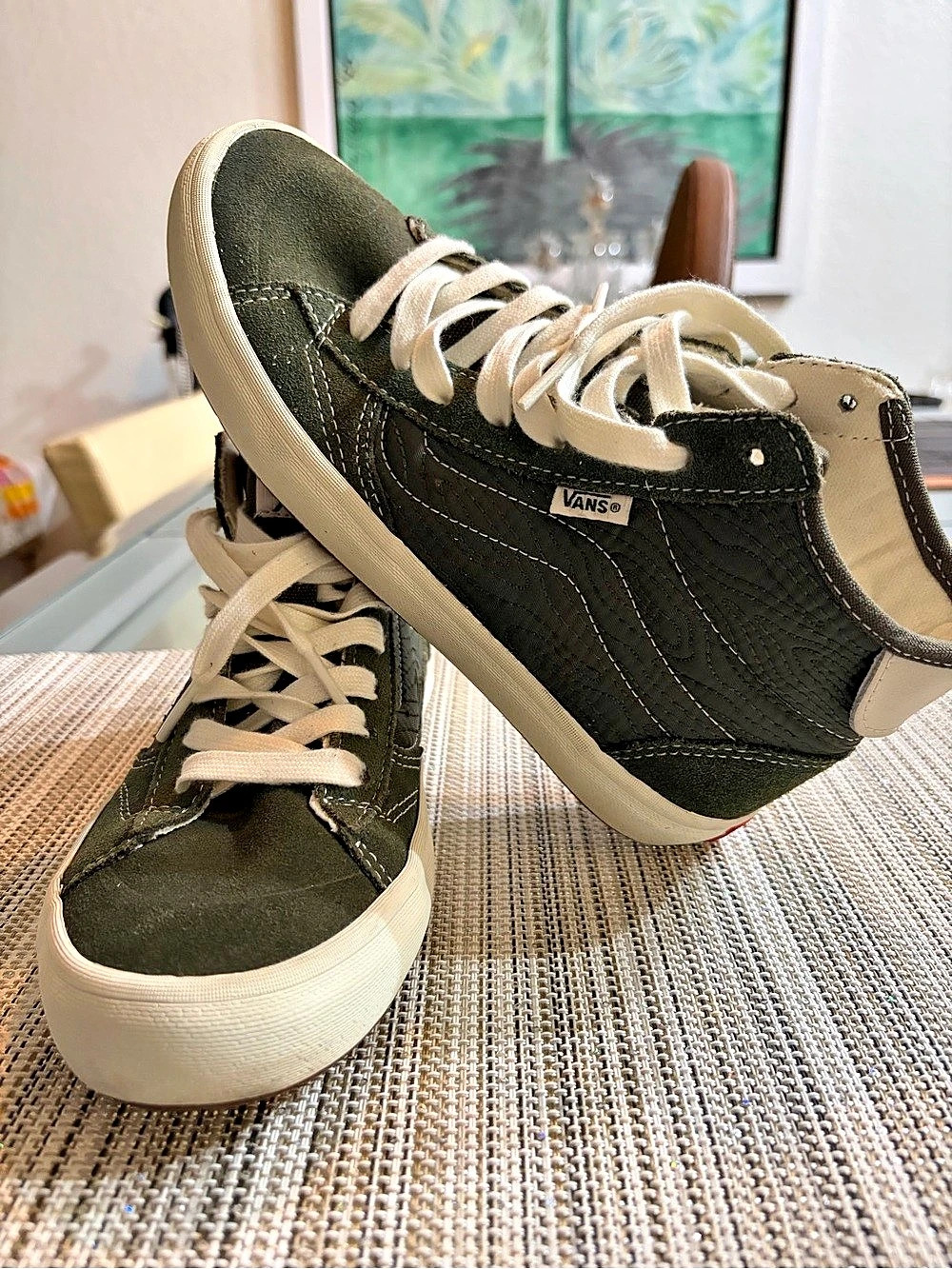 Vans The Lizzie Skate Shoe Quilted Grape Leaf Olive Green Women 7 / Boy 5.5